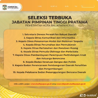 Pemkot Balikpapan Laksanakan Seleksi Terbuka untuk 10 Jabatan Pimpinan Tinggi Pratama
